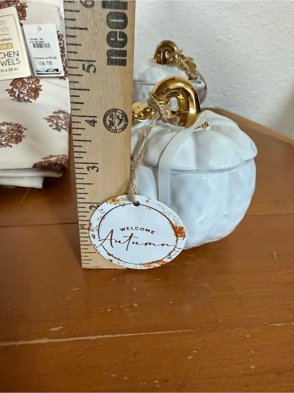 Sundry Kitchen towel and 2 pumpkin covered creamers - Set of 3